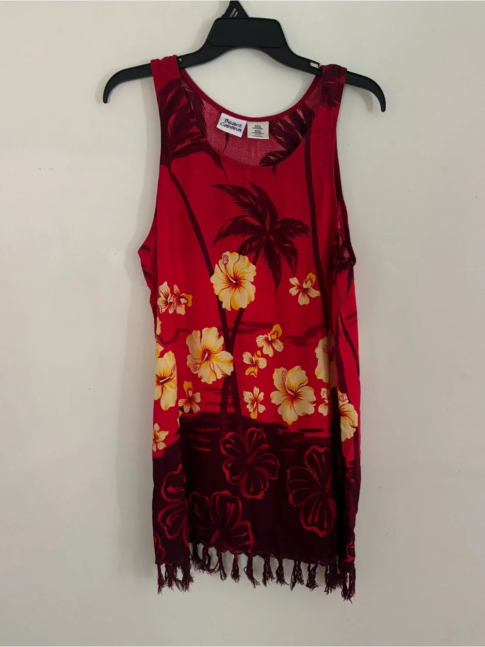 Beach Cabana Tropical Swimsuit Cover Up Dress Fringe M